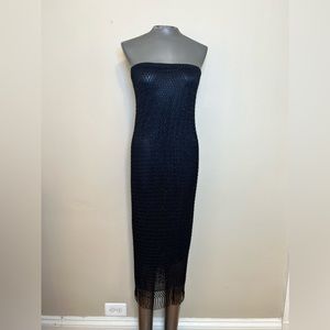 Laundry by Shelli Segal strapless gently beaded maxi dress size medium